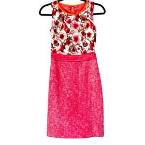 Elie Tahari Dress - Pink Multicolor Floral Sleeveless Sheath Dress - Orig. $498